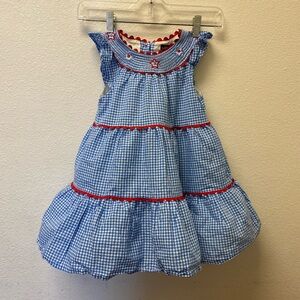 Cynthia Rowley Blue Gingham Dress with Red Trim
